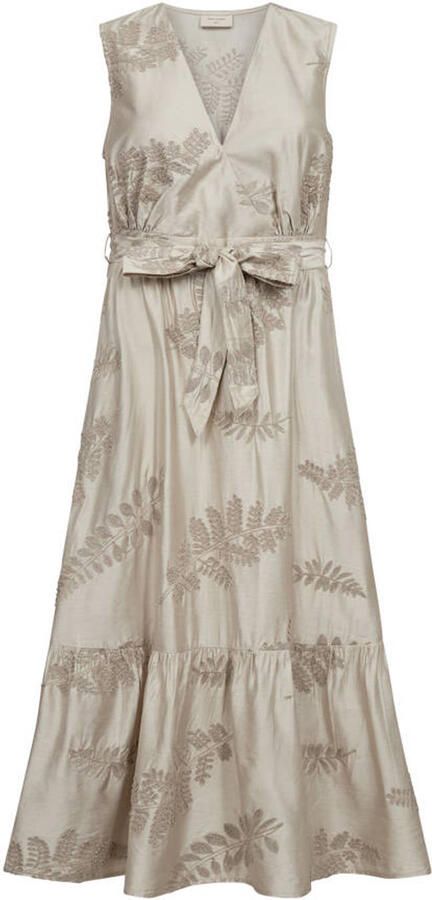 FREEQUENT viscose gebloemde midi jurk beige