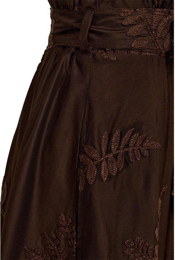 FREEQUENT viscose gebloemde midi jurk met borduursels bruin - Foto 2