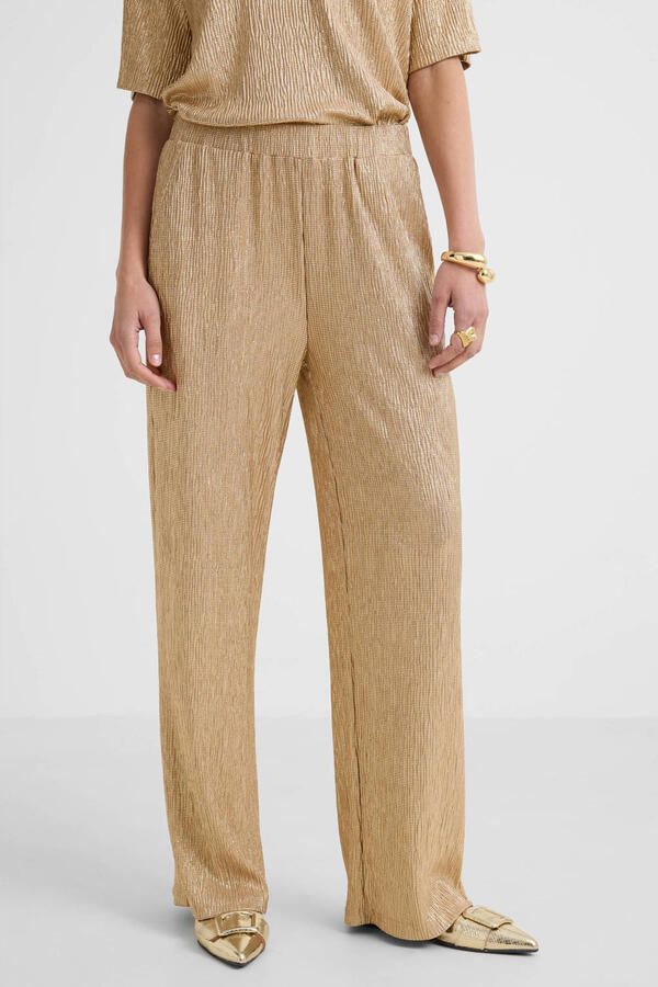 FREEQUENT wide leg regular waist broek goud
