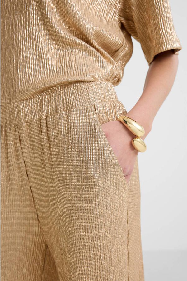 FREEQUENT wide leg regular waist broek goud - Foto 3