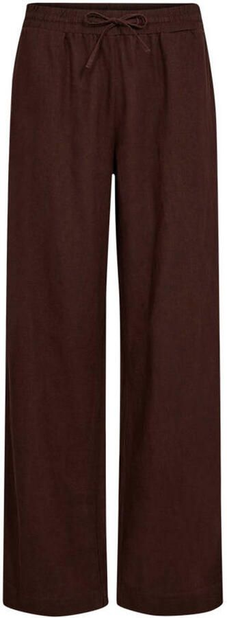 FREEQUENT wide leg regular waist broek met linnen