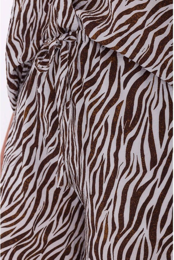 FREEQUENT wide leg regular waist broek met zebraprint bruin - Foto 2