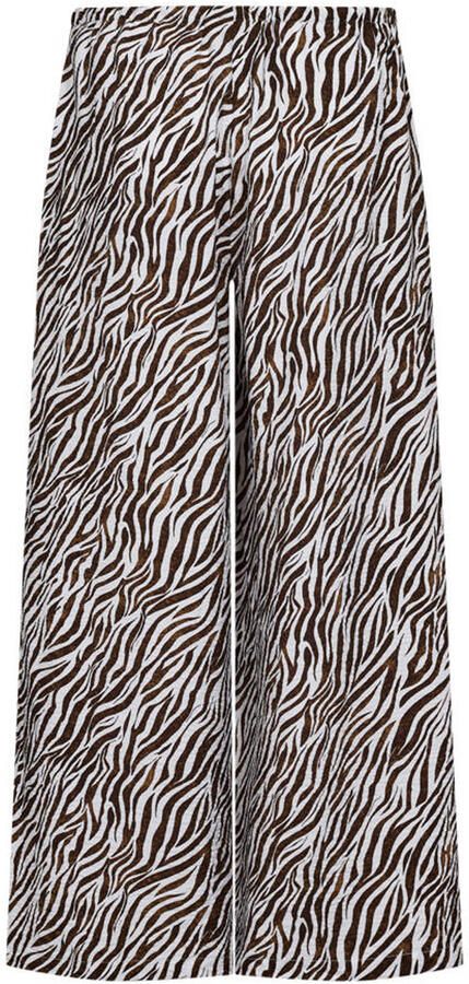 FREEQUENT wide leg regular waist broek met zebraprint bruin - Foto 3