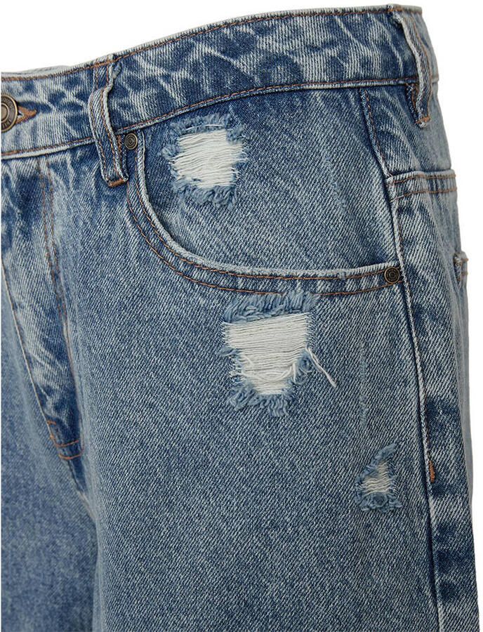 FREEQUENT wide leg regular waist short medium blue denim