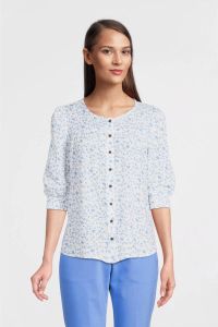 FREEQUENT gebloemde blouse wit blauw