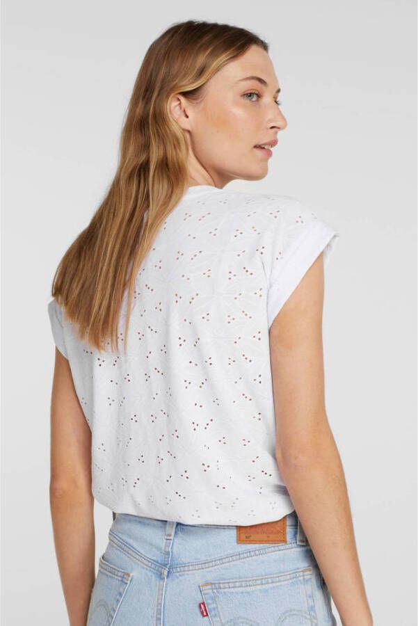 FREE QUENT T-shirt met broderie anglaise model 'Blond'