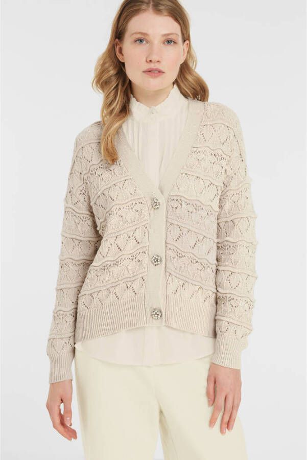 FREE QUENT Gebreid jack met broderie anglaise model 'Tassy'