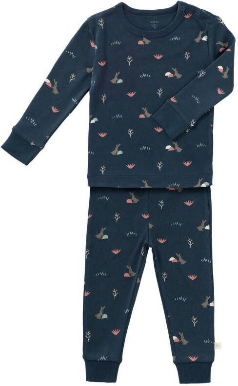 Fresk 2-delige pyjama Rabbit mood indigo Blauw Biologisch katoen Ronde hals 104
