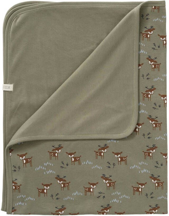 Fresk babydeken Deer Olive Wikkeldeken Groen All over print