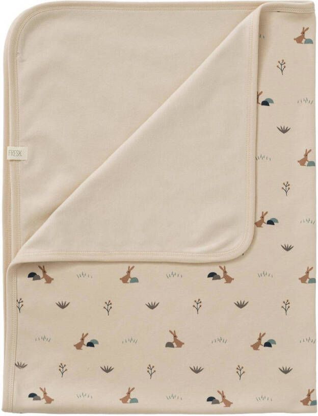 Fresk babydeken Rabbit Sandshell Wikkeldeken Ecru All over print