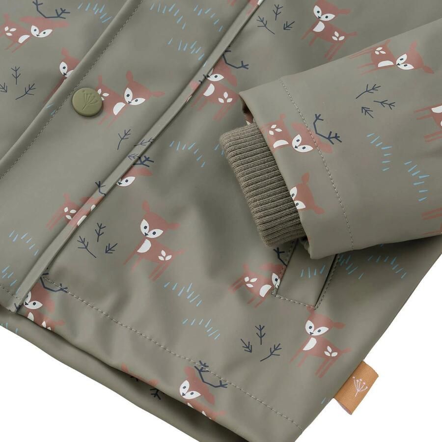 Fresk kids regenjas met all over print olijfgroen Polyester Capuchon 104