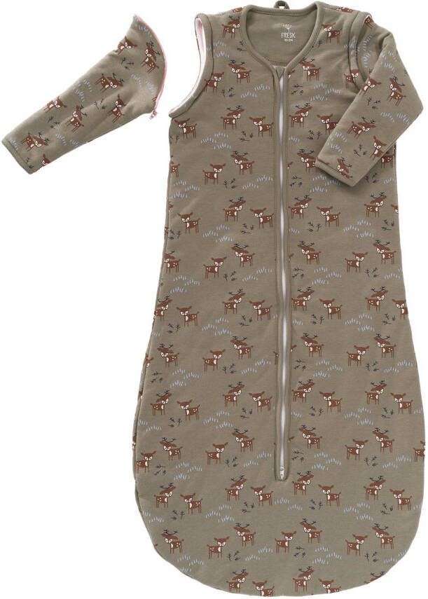 Fresk gevoerde baby winter slaapzak Deer olive Babyslaapzak Groen All over print 110