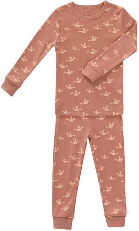 Fresk pyjama Birds ash roze Meisjes Katoen (biologisch) Ronde hals All over print 116