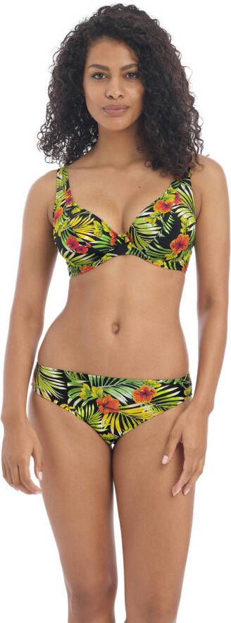 Freya bikinibroekje Maui Daze met bladprint groen zwart rood