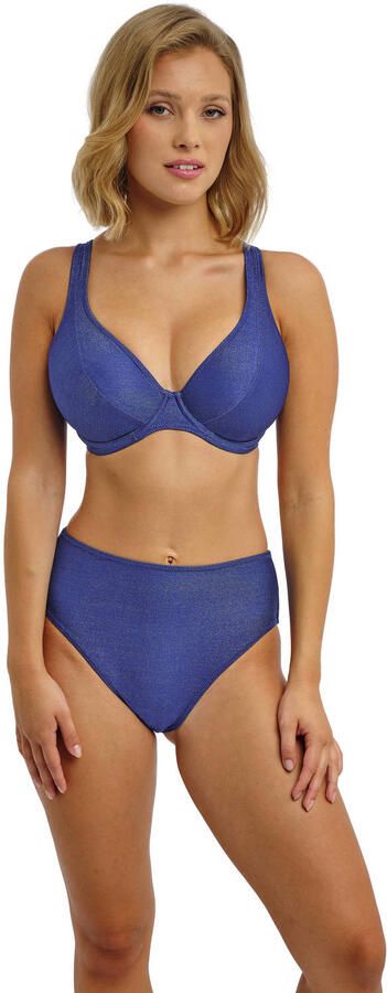 Freya high waist bikinibroekje Arizona Wave met lurex blauw