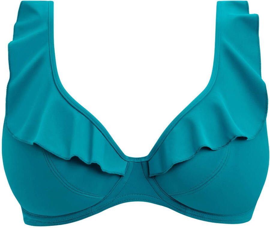 Freya niet-voorgevormde beugel bikinitop Jewel Cove met ruches turquoise