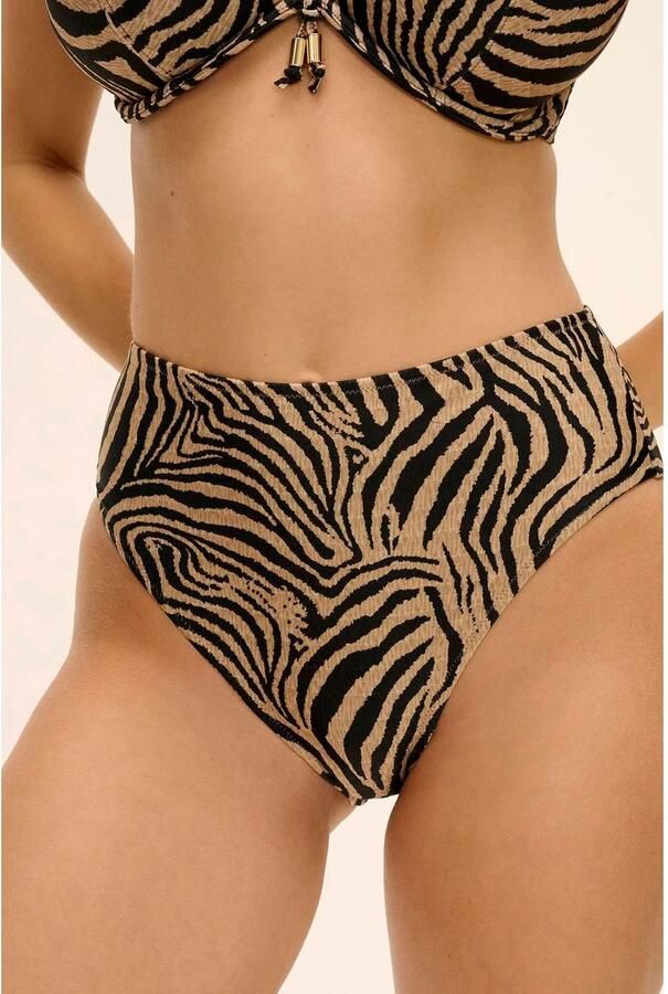 Freya Tortoli Bay high waist bikinibroekje met zebraprint zwart beige - Foto 2