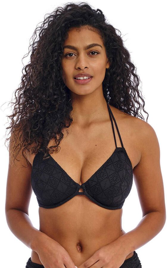 Freya niet-voorgevormde crochet halter bikinitop Nomad Nights zwart - Foto 3