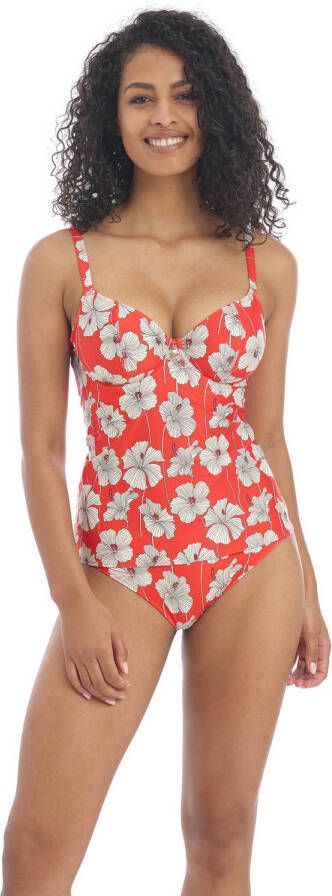 Freya gebloemd bikinibroekje Hibiscus Beach rood wit