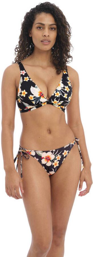 Freya niet-voorgevormde gebloemde triangel bikinitop Havana Sunrise zwart wit geel