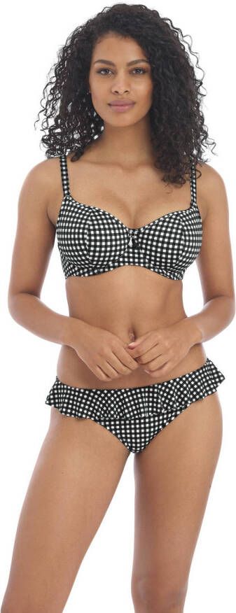 Freya niet-voorgevormde geruite beugel bikinitop Check In zwart wit