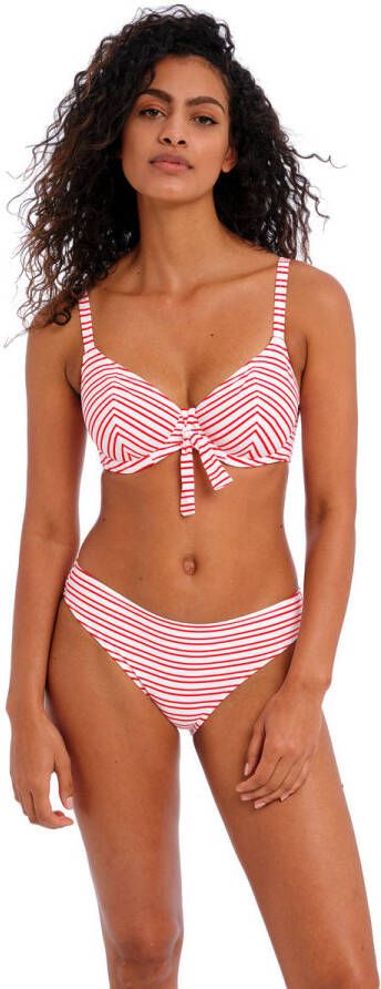 Freya niet-voorgevormde gestreepte beugel bikinitop New Shores rood wit