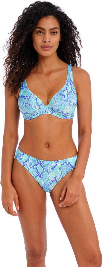 Freya voorgevormde beugel bikinitop Komodo Bay met slangenprint turquoise blauw