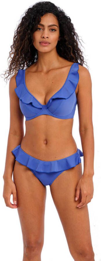 Freya niet-voorgevormde beugel bikinitop met ruches Jewel Cove blauw