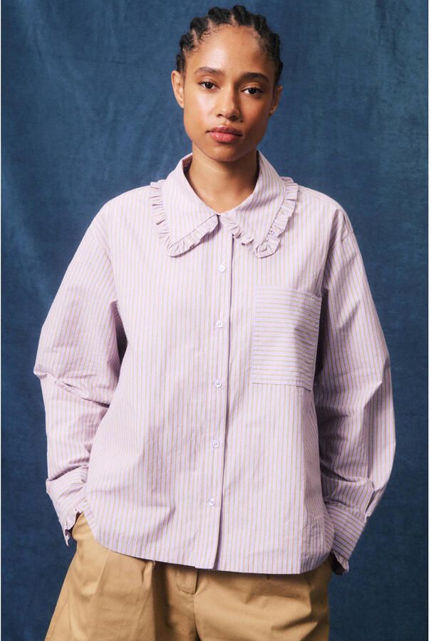 FRNCH blouse met krijtstreep lila
