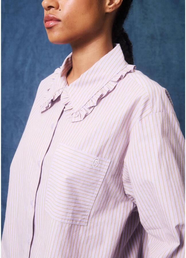 FRNCH blouse met krijtstreep lila - Foto 2
