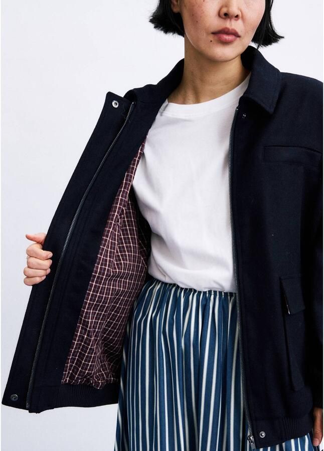 FRNCH bomberjack met wol donkerblauw