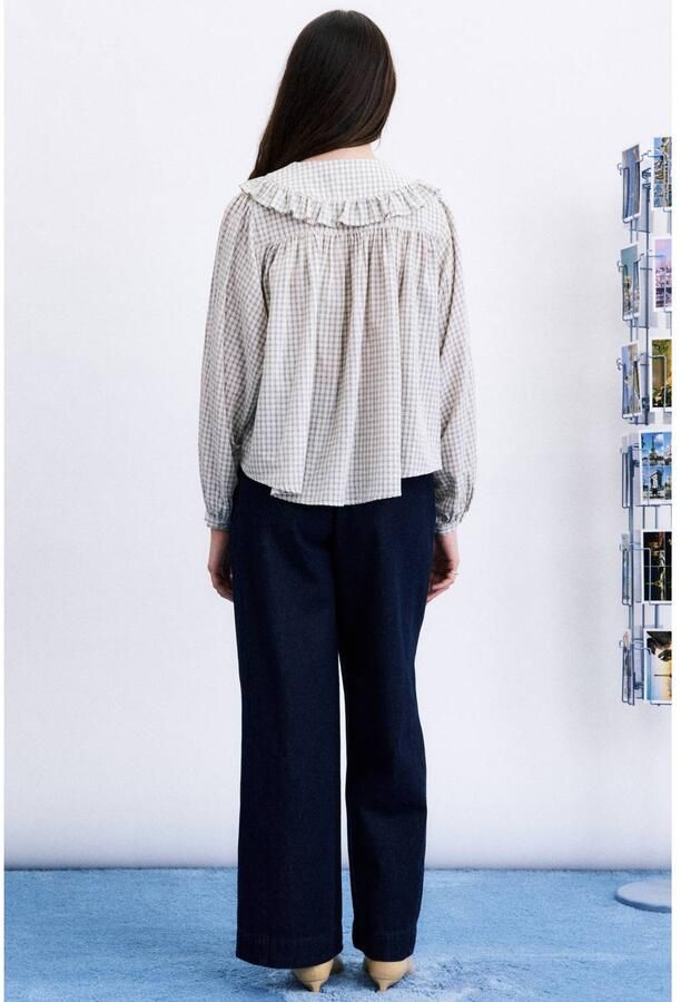 FRNCH geruite blouse met franjes crème - Foto 2