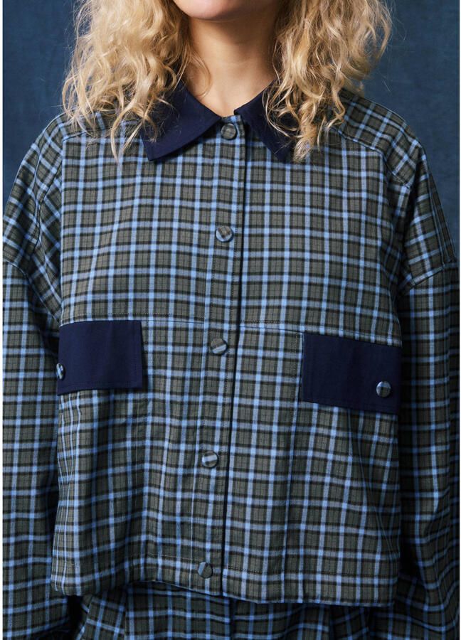 FRNCH geruite bomberjack blauw