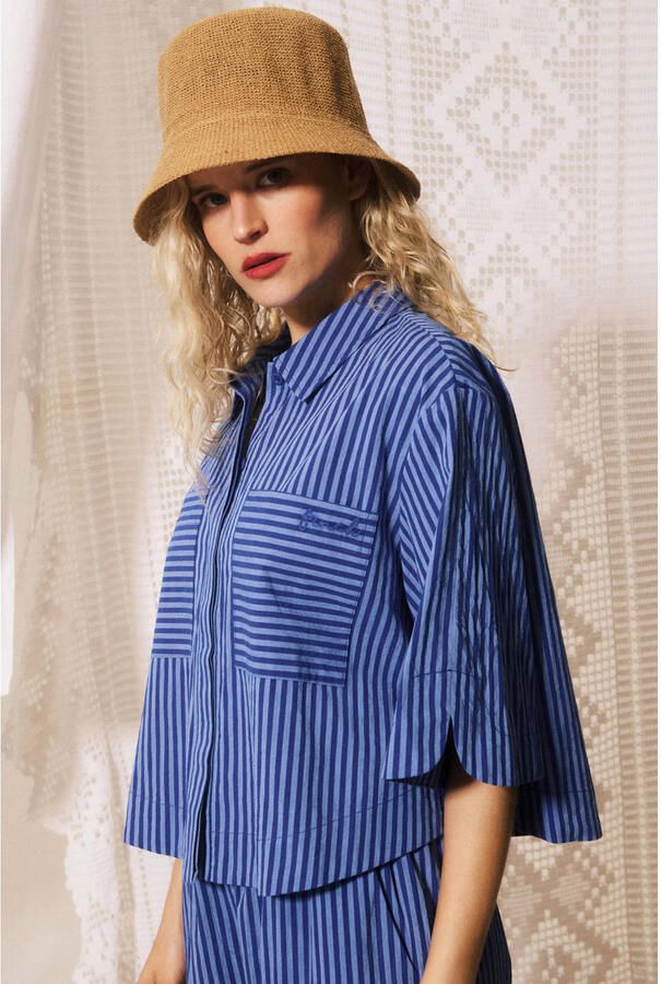 FRNCH gestreepte blouse blauw