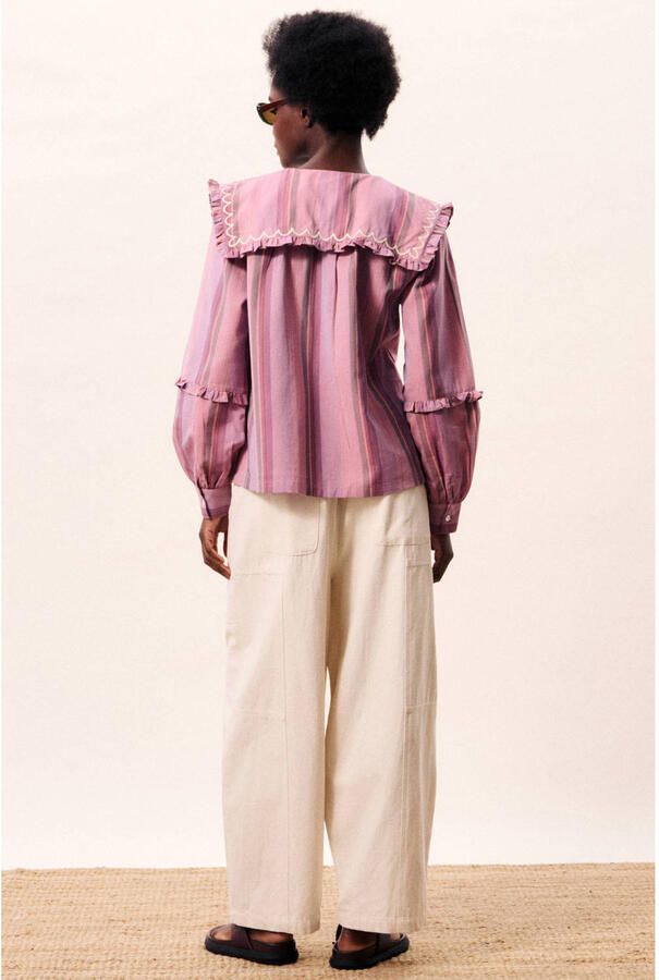 FRNCH gestreepte blouse paars - Foto 2