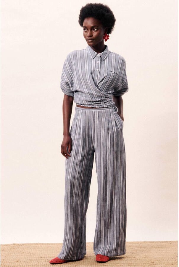 FRNCH high waist broek blauw