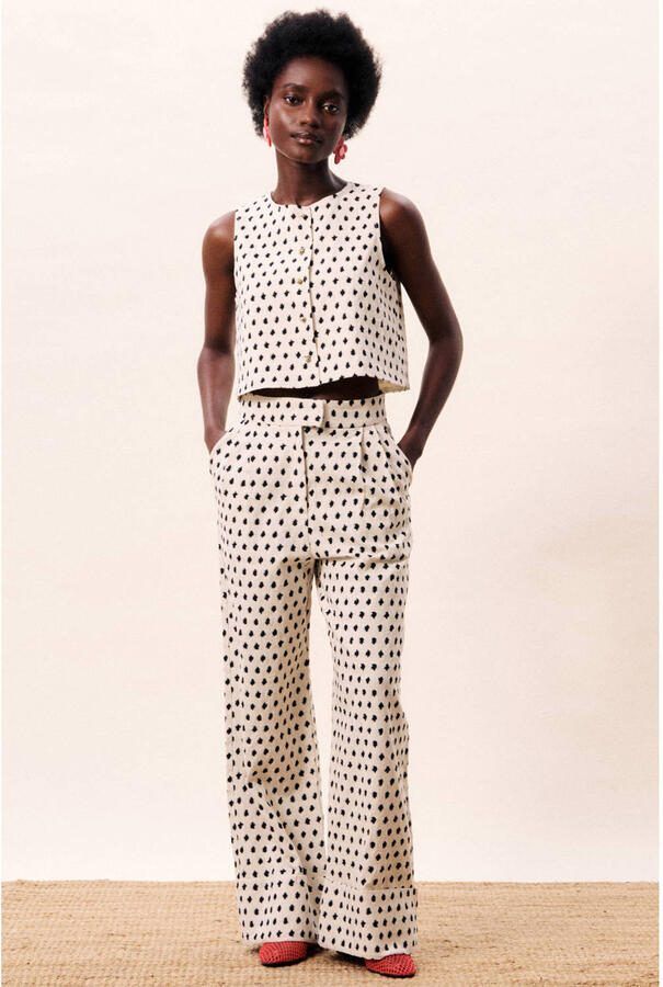 FRNCH high waist broek ecru