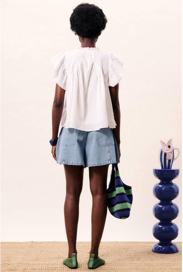 FRNCH high waist denim short light blue denim - Foto 2