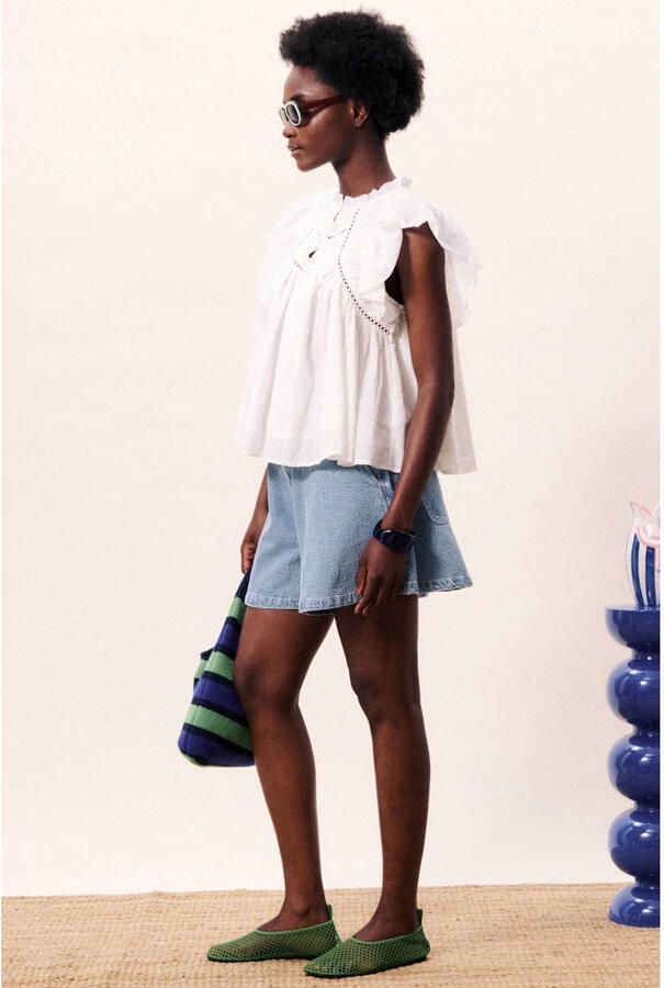 FRNCH high waist denim short light blue denim - Foto 3