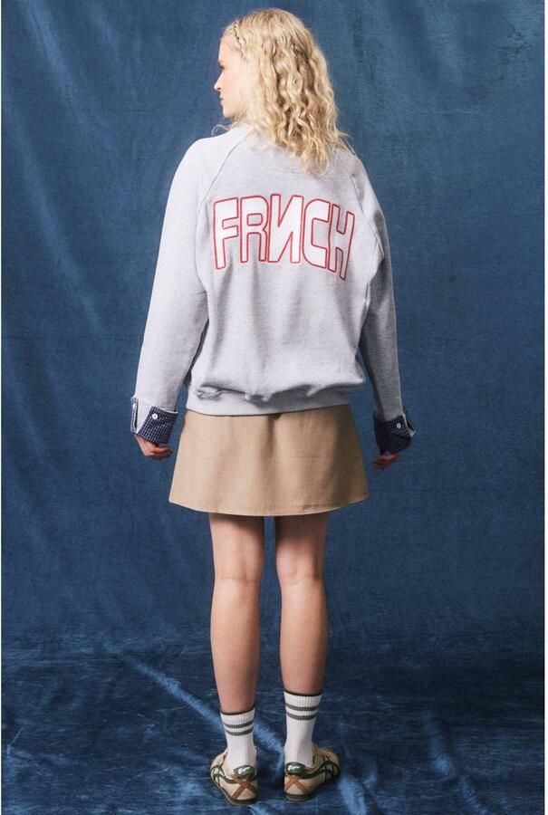 FRNCH katoenen sweater met backprint grijs - Foto 3