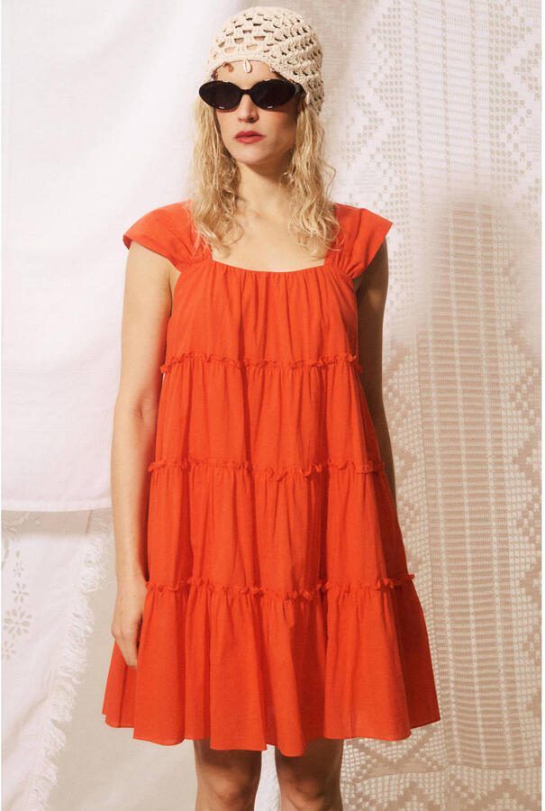 FRNCH korte zomerjurk koraalrood - Foto 2