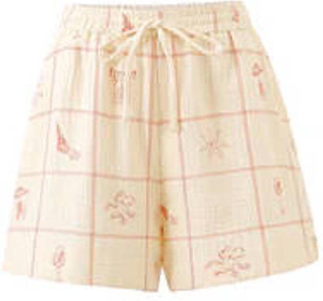 FRNCH loose fit casual short met print ecru