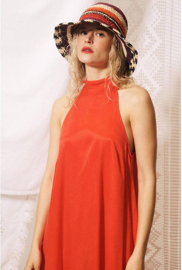 FRNCH maxi halterjurk koraalrood - Foto 3