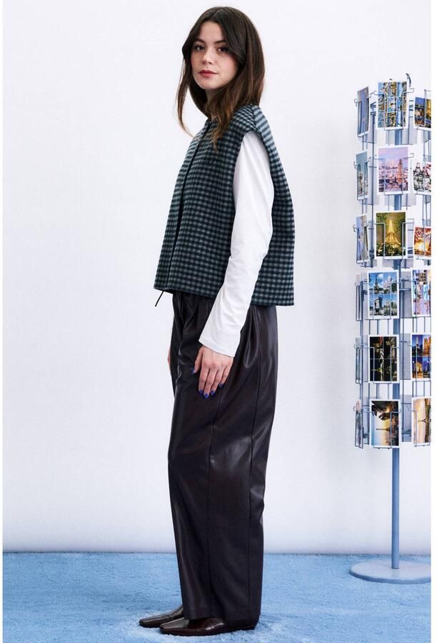 FRNCH wollen geruit vest blauw - Foto 2