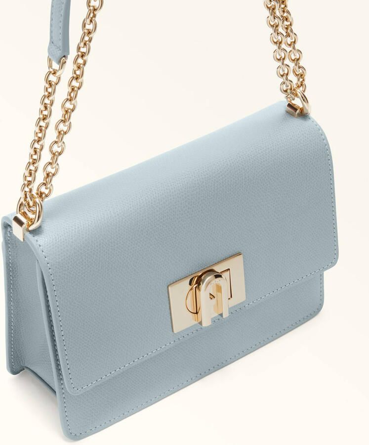 Furla Elegante Zilveren Ketting Schouderband Handtas Blue Dames - Foto 3