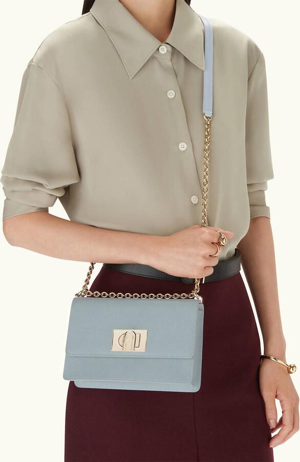 Furla Elegante Zilveren Ketting Schouderband Handtas Blue Dames - Foto 2