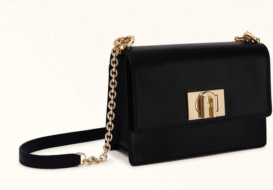 Furla Leren Mini Crossbody Tas met Draaislot Black Dames