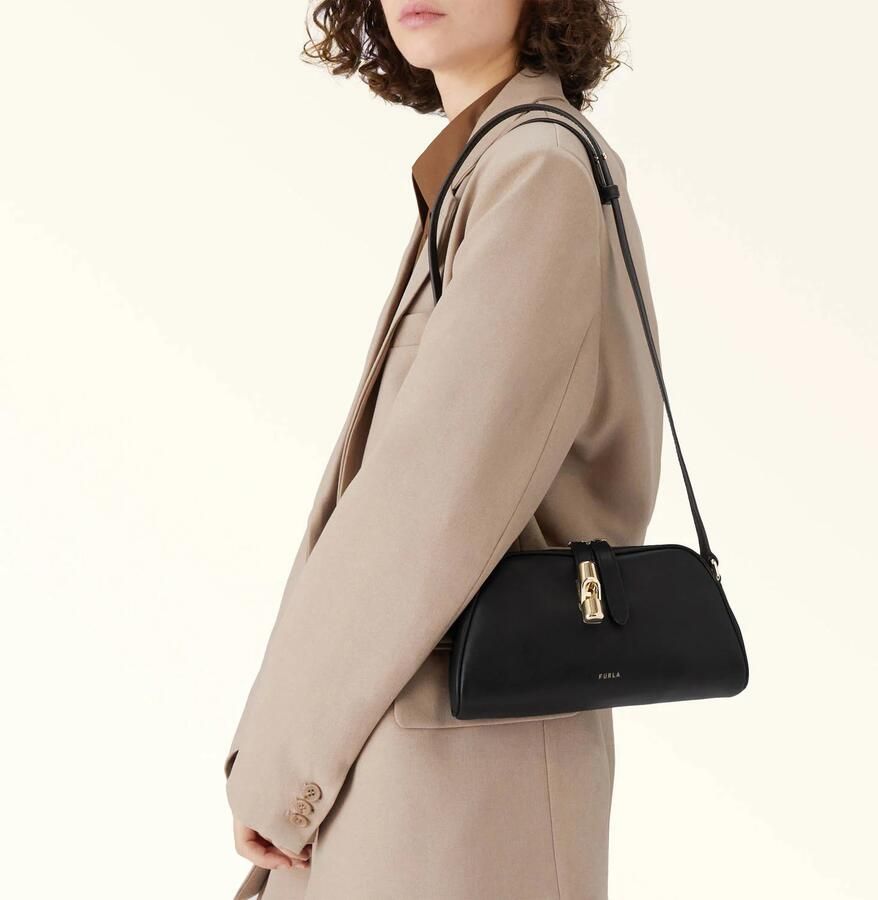 Furla Zwarte Mini Crossbody Tas met Gouden Cilinder Black Dames - Foto 3