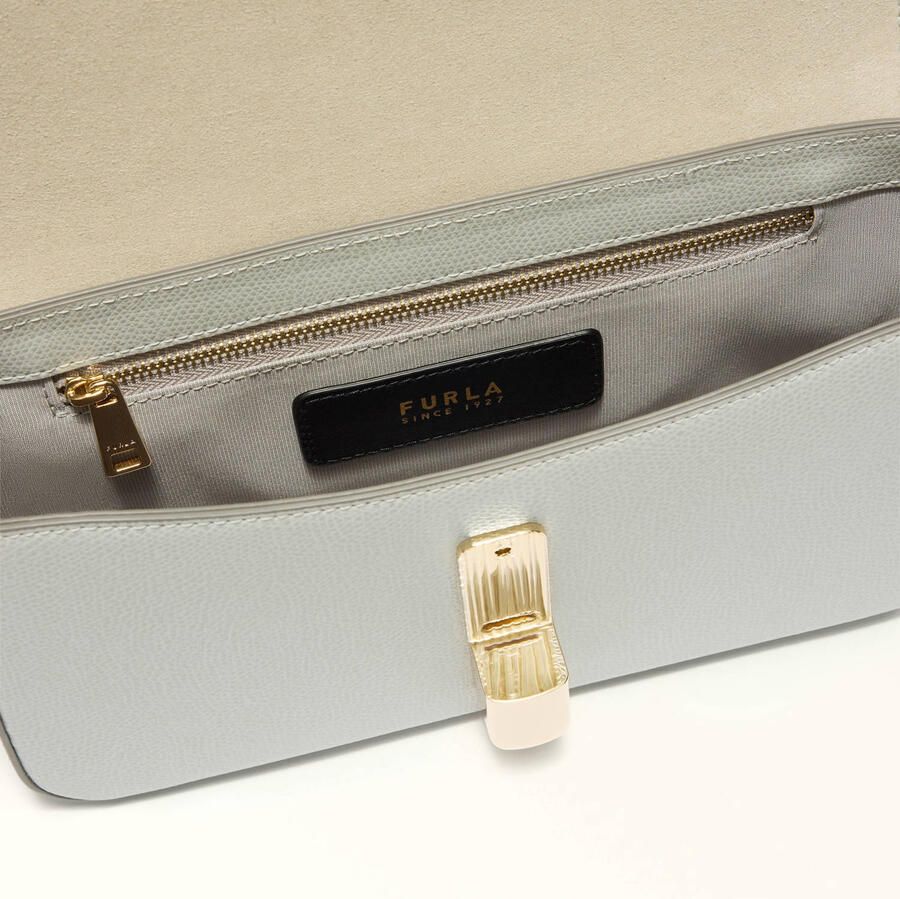 Furla leren crossbody tas Iride S lichtgrijs - Foto 2