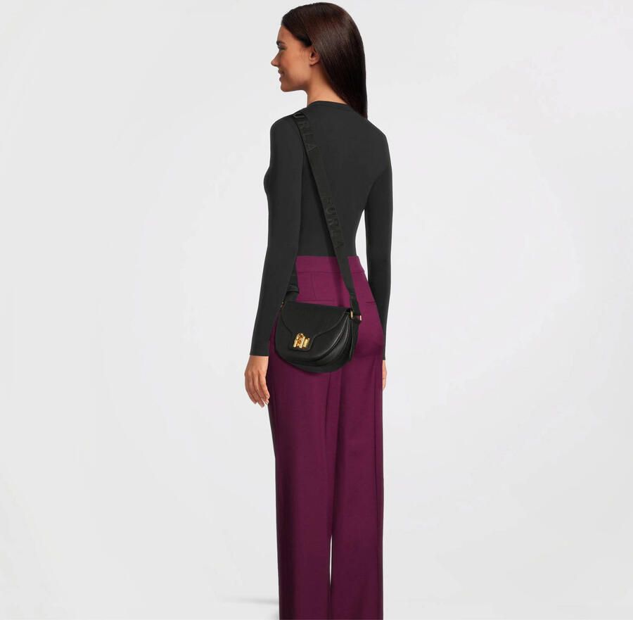 Furla leren crossbody tas Lotus Mini zwart